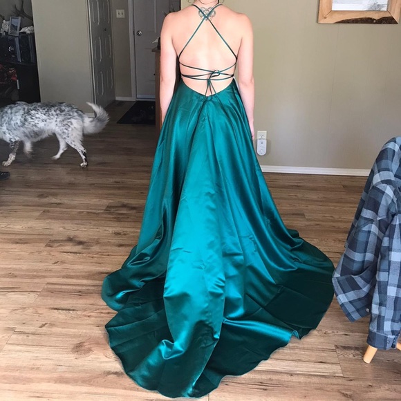 Never Been Worn Green Satin Dress - Picture 4 of 4
